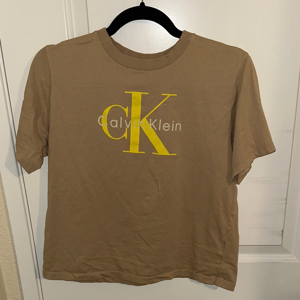 Calvin Klein Brown Tee with Yellow CK Logo